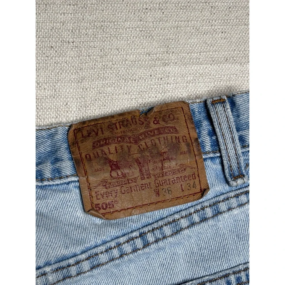 Vintage Levi's 505 Regular Fit Jeans Men's 36x34 USA  Light Wash Straight Leg